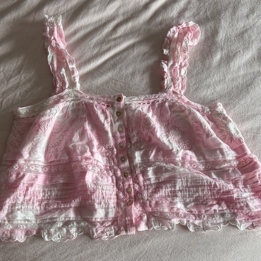 Loveshack fancy sully top pink tie dye size large